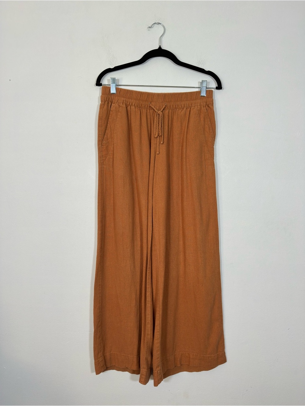 A New Day Womens Linen Blend Wide Leg Pants Small Rust Casual Lounge Cozy Comfy
